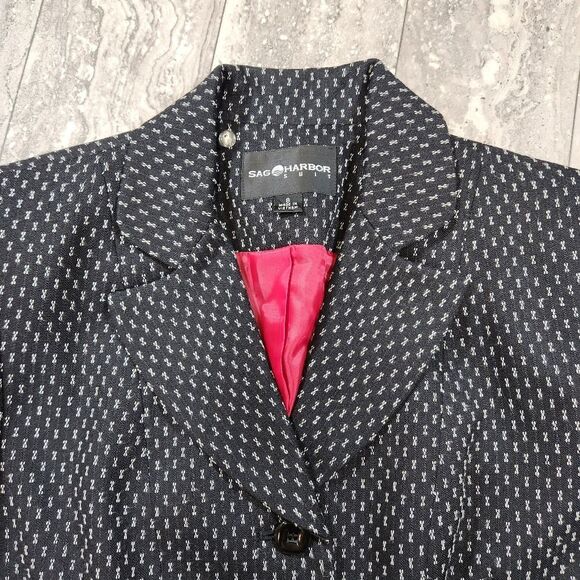 🇬🇪🔸️Vintage Sag Harbor Black Triple Button Suit Blazer Size 8 - Picture 5 of 12